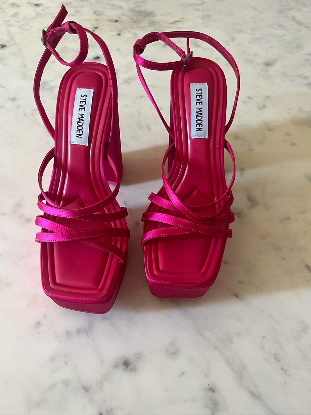 Steve Madden Hot Pink Strappy Platform Heels - Sz 7
